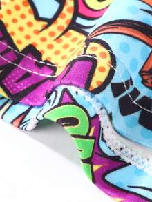 6 pièces Boxers imprimés pour hommes, motif graffiti aléatoire, sous-vêtements graphiques, convient pour Noël - Multicolore - Voir 4