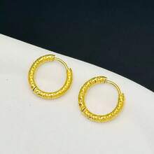 1 Pair Summer Hoop Earrings With Floral Pattern, 18K Gold Stainless Steel, Suitable For Gift And Daily Wear - Yellow Gold - View 3