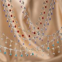 Corrente de 1 metro com strass de vidro brilhante multicolorido em formato de garra, pingente de contas, corrente de cobre com borla, ideal para confecção de colares, pulseiras e decoração de roupas. - corrente de cobre faça você mesmo - Ver 3