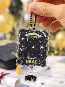 1pc Black & Gold 2026 Graduation Class Photo Frame Keychain, Graduation Season Pendant, Graduation Celebration Decoration, Graduation Gift, Backpack Charm, Party Favor Bag Filler - Graduation - Black Gold - View 10