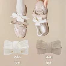 2 Pairs Contrast Color Shoelaces: Instantly Elevate Your Fashion Sense, Mix And Match To Create Your Unique Style! - 2 Pairs Of Contrasting Wide Laces - View 5