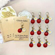 1/10pcs Lucky Ladybug & Daisy Keychain Gift Set - Includes Inspirational Ladybug Card, Suitable For Parties, Birthdays, Weddings, Graduations, Christmas, Thanksgiving, Etc.! Cute And Funny Ladybug Gift, Ideal Party Favor Or Travel Companion, Event Giveaway, Holiday Gift, Durable Keychain, Quality Paper Card, Theme Party Supplies, Graduation Ceremony Attendee, Wedding Guest - View 8