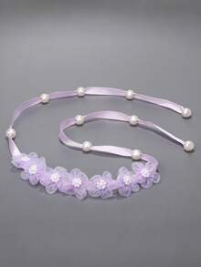 1条春季新款欧根纱花朵长丝带发带，时尚波西米亚风花朵发圈，编织发绳，适合日常佩戴和派对场合 - 1pcs - 查看 10