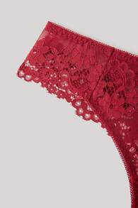 Hourtrue Floral Lace Panty, Sexy Lingerie - Burgundy - View 3