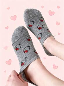 SANRIO 3/6/9 pares de calcetines de tobillo lindos, inocentes, de dibujos animados y casuales para mujer, adecuados para primavera/verano - Multicolor - Ver 2