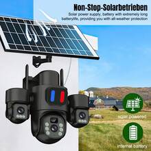 A True Three Lens Solar Powered Security Camera Equipped With Red And Blue Alarm Lights, Supporting 2.4GHz/5.8GHz WiFi, 360 ° Steering, PIR Motion Detection, Full-Color Night Vision, Two-Way Audio, IP66, And Can Be Used In Conjunction With Various - 黑色L3MSXT-BLACK - 查看 1