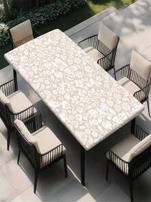 1 pieza Mantel de estilo estadounidense a la moda con estampado, mantel de poliéster impermeable, adecuado para restaurante, cafetería, picnic al aire libre, decoración de mesa de jardín, primavera/verano - D - Ver 17