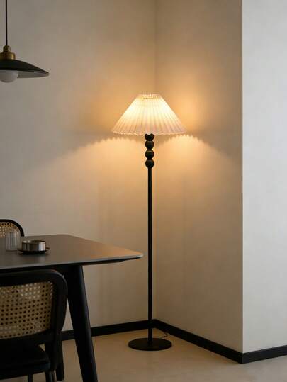 1pc Metal Minimalist Design Floor Lamp, Tall High-End Ins Style Black/White Nordic Retro Simple Pole Lamp Suitable For Living Room, Bedroom, TV Area, Dining Room, Bedside, Homestay