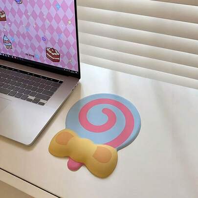 Almohadilla para muñeca con forma de piruleta, mouse pad de silicona y espuma de memoria, reposamuñecas para teclado, suministros de oficina lindos para mujeres