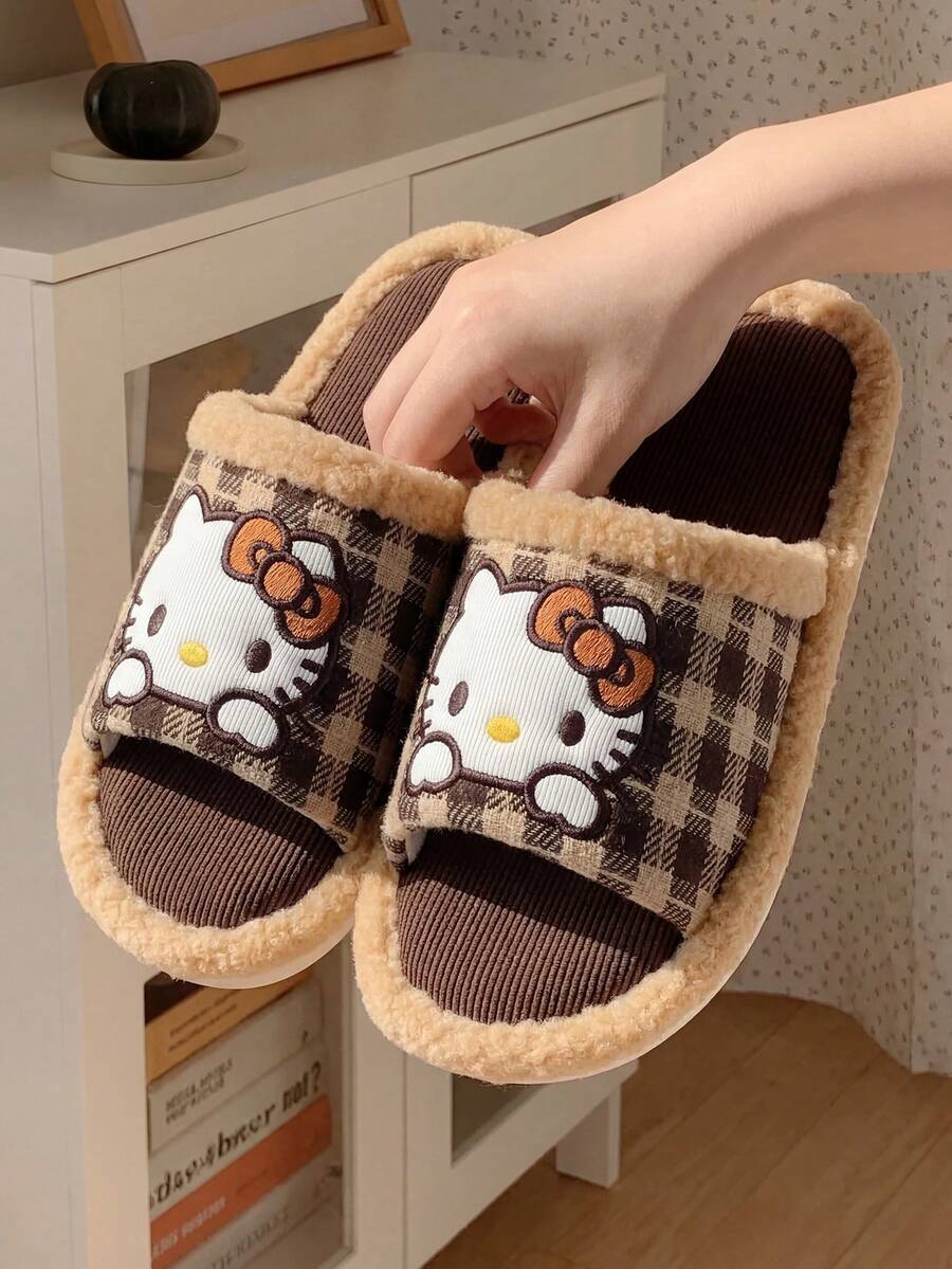 SANRIO 三丽鸥 Hello Kitty 女士卡通可爱拖鞋，舒适透气室内/室外露趾凉鞋，适合夏季沙滩穿着