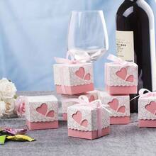 New Double Heart Hollow Wedding Candy Box, Baby 1st Birthday Heart Gift Box - Multicolor - View 12