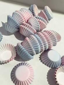 100 piezas/200 piezas/500 piezas/1000 piezas Moldes para mini cupcakes, tazas de hornear con patrón degradado antiadherente, tazas para muffins de 0.98 pulgadas de diámetro, aptas para muffins, pasteles y tartas pequeñas - Ver 5