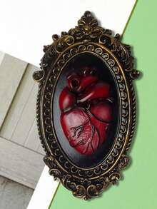 1 pieza Placa colgante de estilo gótico vintage con corazón, decoración de pared de corazón burdeos creativa de resina, adecuada para oficina, sala de estar, estudio, porche, decoración del hogar, adorno de estilo gótico - 1PC - Ver 9
