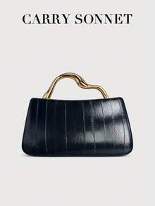 Elegant Handheld Evening Bag, Structured Handbag Design, Women's Fashion Party Clutch, Gift For Her - Black - View 2