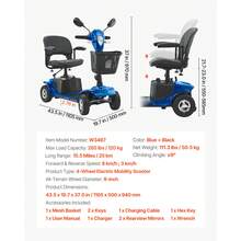 Mobility Scooter - Demontierbar and Klappbar, Blau, 4 Räder, 25 Km - View 7
