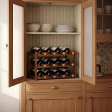 ERUIV 12 Bottle Wooden Wine Rack, 3-Tier Freestanding Countertop Wine Bottle Holder, Wood Wine Storage Organizer For Home Bar Pantry Cellar, Wine Display Rack For Red Wine Liquor - 424三層12瓶紅酒架 - 查看 8
