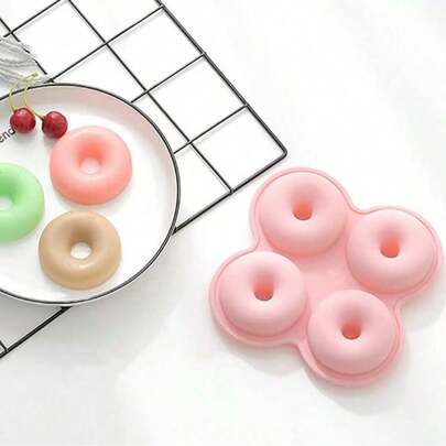 Khuôn làm bánh donut 4 ngăn dùng cho nồi chiên không dầu, khuôn nướng silicon chống dính tái sử dụng, khuôn làm bánh donut, bánh ngọt, bánh quy, bánh mì tròn, bánh muffin hoàn hảo, phụ kiện nướng cho nồi chiên không dầu và lò nướng.