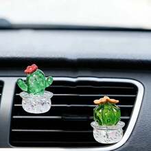 1/2/4pcs Mini Transparent Acrylic Succulent Car Air Vent Clip Fragrance Diffuser, Faux Succulent Interior Decor, Car Air Freshener - Plant - View 5