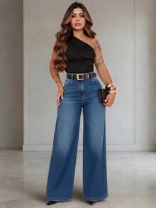 Women's One-Shoulder Black Bodysuit With Ruched Elastic - Fashion Blogger Style - Party/Casual - màu đen - Xem 5