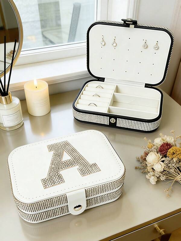 1piece Of Jewelry Storage Box, Diamond Earrings And Stud Earrings Storage Box, Portable Jewelry Box, Suitable For Storing And Organizing Jewelry Such As Rings, Earrings And Necklaces.