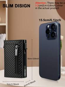 Ví đựng danh thiếp chống RFID, ví đựng thẻ tín dụng nam màu đen, ví sang trọng dạng bật mở, mỏng nhẹ, tối giản, chất liệu sợi carbon. - Nhiều màu - Xem 5