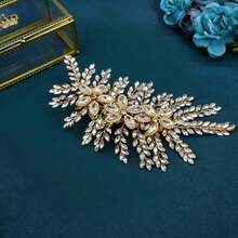 1pc Handmade Silver & Gold Rhinestone Headband, Luxury Bridal Headpiece, Wedding Updo Side Decor Hair Accessory, Suitable For Weddings, Parties, Performances,Summer,Beach - Multicolor - View 3
