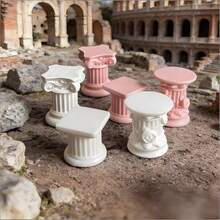 Mini European Retro Roman Column Candlestick, Dollhouse Sculpture Accessory DIY Handmade Decor, Mini Miniature Model Desktop Ornament, BJD Photography Prop - Multicolor - View 2