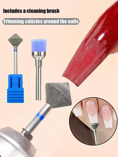 Diamond-Shaped Nail File, Designed Specifically For Nail Technicians To Remove Excess Adhesive, Skin Tags, And Cuticles Around The Nail Edges. Comes With A Cleaning Brush-A Must-Have Nail Tool.