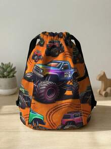 1pc Drawstring Closure Backpack, Multi-Scenario, Super Large Capacity, Ultra-Lightweight, , Fashionable, Foldable Storage Bag, Cartoon Car Print Drawstring Fitness Sports Backpack, Dustproof Storage, Suitable For Outdoor, Fitness, Daily Commute And School Use - Multicolor - View 11