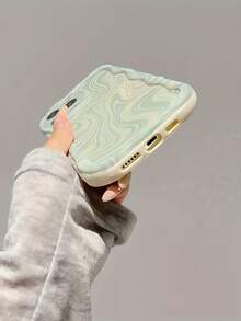 1个创意绿色波浪边屏幕保护膜手机壳，兼容苹果7/8/X/XR/XS Max/11/12/13/14/15/16/17 Pro Max、三星Galaxy A14/A15/A16/A17/A04/A05/A06/A07/A54/A55/A56/A57/A34/A35/A36/A37/S26/S26 Plus/S26 Ultra、Transsion SMART7/8/9/10 - 奶油白色 - 查看 3