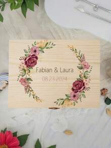 Personalized Floral Wedding Commemorative Gift Box, Customizable Name Storage Wedding Commemorative Gift Box, Newlywed Name Wedding Commemorative Gift Box, Customized Wooden Commemorative Box, Mr. And Mrs. Gift, Anniversary Commemorative Box, Engraved Collection Box - Multicolor - View 8