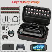 Tas Pelindung Portabel Switch 2 (2025) Hard Case, Dilengkapi Kompartemen Penyimpanan Terintegrasi untuk Konsol, Kontroler, Kartrid Game, dan Aksesori Lainnya (Termasuk 18 Slot Kartu Game). Tas Portabel Berkapasitas Tinggi Ini Ringan dan Mudah Dibawa. - View 3