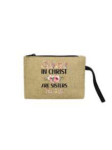 Bolso de lino con estampado de letras "Hermanas en Cristo para Siempre", bolso de mano, bolso de playa, bolso de almacenamiento de viaje, bolso de compras, bolso de cosméticos, bolso de almacenamiento de accesorios, bolso de papelería, bolso de mano del Día de la Diosa, reutilizable, regalo para seres queridos, regalo del Día de la Madre y Día de la Diosa, bolso de regalo personalizado, adecuado para bodas, cumpleaños - Multicolor - Ver 14