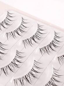 5 Cặp Mi Giả MangaLashes Trong Suốt Kiểu Anime, Mi Nhọn Kiểu Anime, Hiệu Ứng Trang Điểm Tự Nhiên, Mi Cụm Hoạt Hình, Sợi Riêng Lẻ, Mi Giả Mỏng Dùng Cho Cosplay - màu đen - Xem 3