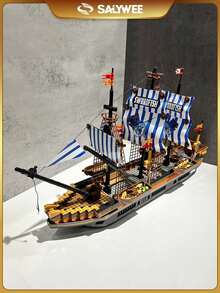 SALYWEE 3D Pirate Ship Puzzle,Building Blocks ,Classic Movie Ship Models,Legends Of The Nautical Age,Captain Jack,Family Interactive Toys,Assembly DIY Model,Creative Birthday Gift,Tabletop Game Toys - Multicolor - View 2