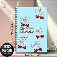 100-Page Spiral Notebook With Cherry Blossom Design, Suitable For Study, Work And Note-Taking, High-Quality Paper Material, Sketchbook, High-Grade Paper, Gift For Shoppers, Study Planner, Themed Diary, Notebook, Suitable For All Seasons - A5 - View 6