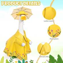 23-Inch Outdoor Lawn Garden Yard Decoration, Spring Rainy Outfit Goose Sculpture, Summer Rainy Outfit Goose Sculpture - A - View 3