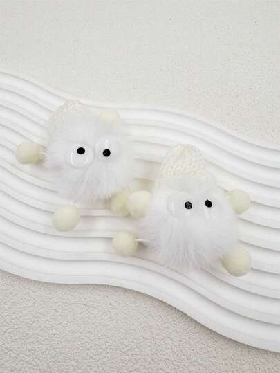 2pcs Cute Pom-Pom Monster DIY Decorative Buttons, Suitable For Sneakers, Sandals, Slippers And Bags