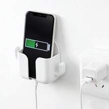 1 Peça Gancho Adesivo Sem Furos - Material de Plástico Branco Fashionable, Prateleira de Armazenamento Multiuso Adequada para Telefones e Outros Itens - Ótimo para Quarto, Sala de Estar, Cozinha e Organização Doméstica, Gerenciamento de Acessórios de Telefone, Armazenamento de Banheiro | Design Minimalista - Branco - Visão 2