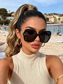 1 pièce Lunettes carrées vintage mignonnes, style boho chic, élégantes et délicates. Accessoires de mode à la mode pour le shopping, les banquets, la vie quotidienne, les fêtes, les vacances et les sorties. Convient à tous les types de visage. - Multicolore - Voir 3