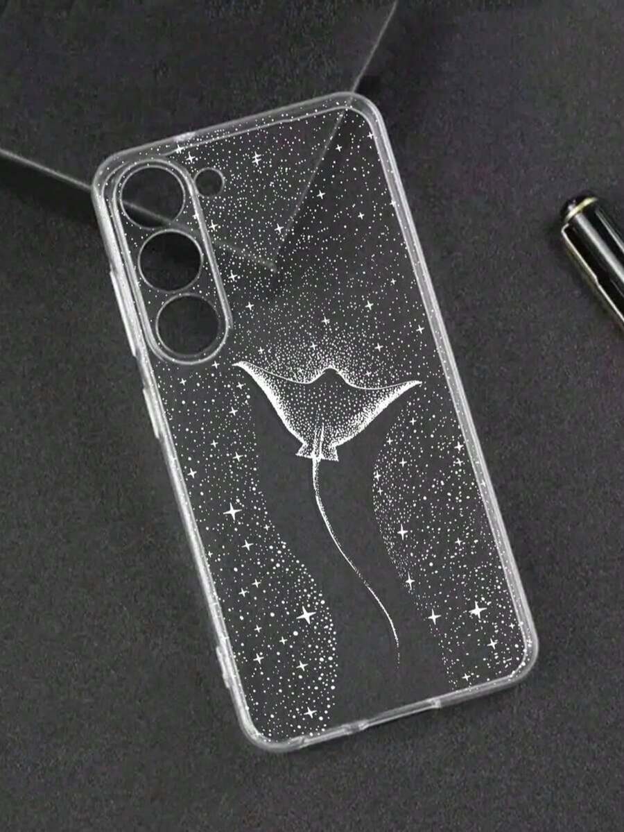 Perforated High Transparency Bat Fish Starry Sky Spotted White Ocean Painted Anti-Drop Transparent Phone Case Compatible With Iphone 14, 14 Pro, 14 Pro Max, Stereoscopic 13, 13 Pro, 13 Pro Max, Cartoon 11, 11 Pro Max, Painted 12, 12 Pro, 12 Pro Max, Anti-Drop XR Cartoon 7/8, Suitable For IPhone 15, 15 Pro, 15 Pro Max, 16, 16 Pro, 16 Pro Max - Multicolor - View 1