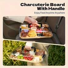 2pcs Party Plate Set(Plate +Cover) - Bamboo Cheese Tray With Clear Acrylic Lid | Portable Charcuterie Board For Camping, Parties, Restaurants | Holiday Appetizer & Snack Serving Tray, Can Be Used As Cutting Board, Party Snack Serving Plate, With Secure Lid, Includes Dinner - Multicolor - View 5