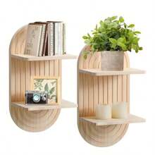 QICHEN 2 Repisas Flotantes de Pared EstantesFlotantes Modernos Minimalistas Repisas Flotantes 2 Piezas Estantes flotantes montados en la Pared Ideal para Sala de Estar Color de Madera 2 Capas - como en la imagen - Ver 2