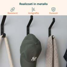 Avilia Ganci Appenditutto da Parete in Metallo Nero 10 Pezzi con Kit di Montaggio - A - Visualizzare 2
