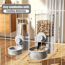 1.2L Automatic Gravity Pet Feeder And 0.52L Automatic Pet Water Dispenser Set, Suitable For Small Dogs, Cats, Rabbits, Detachable Hanging Pet Food Bowl And Water Station - D - View 6