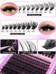 1360PCS/680PCS DIY Natural Fluffy Multi-Eyelash Book Set, 30D/40D/50D+60D+80D+100D D Curl Faux Mink Lashes 0.31–0.63inch, Includes Lash Glue, Tweezers & Brush, Thin & Thick Individual Lash Clusters, Comfortable DIY Eyelash Extensions For Beginners, Perfect For Valentine's Day, Christmas, Mother's Day, Daily Makeup, Wedding, Party, Halloween, New Year, Eye Lash Clusters, Individual Eyelashes, Lashes, Fake Lashes - Purple - View 5