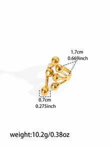 1 chiếc nhẫn điêu khắc hình cầu phân tử kiểu Âu và Mỹ, thiết kế cành bong bóng 3D, chất liệu thép không gỉ mạ vàng 18K sang trọng. - Vàng - Xem 5