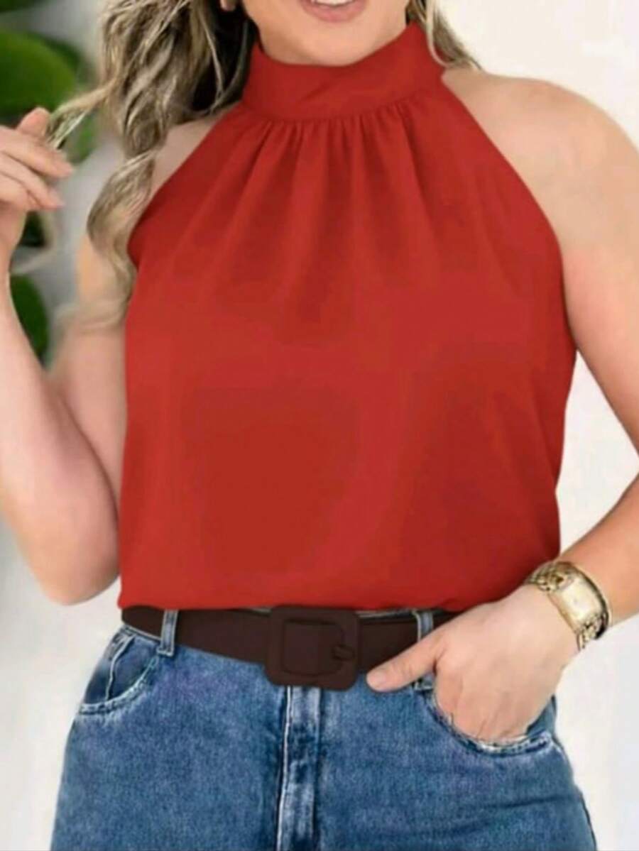 STYLISH WOMEN'S HIGH NECK TIE-UP BLOUSES - Earth - View 1
