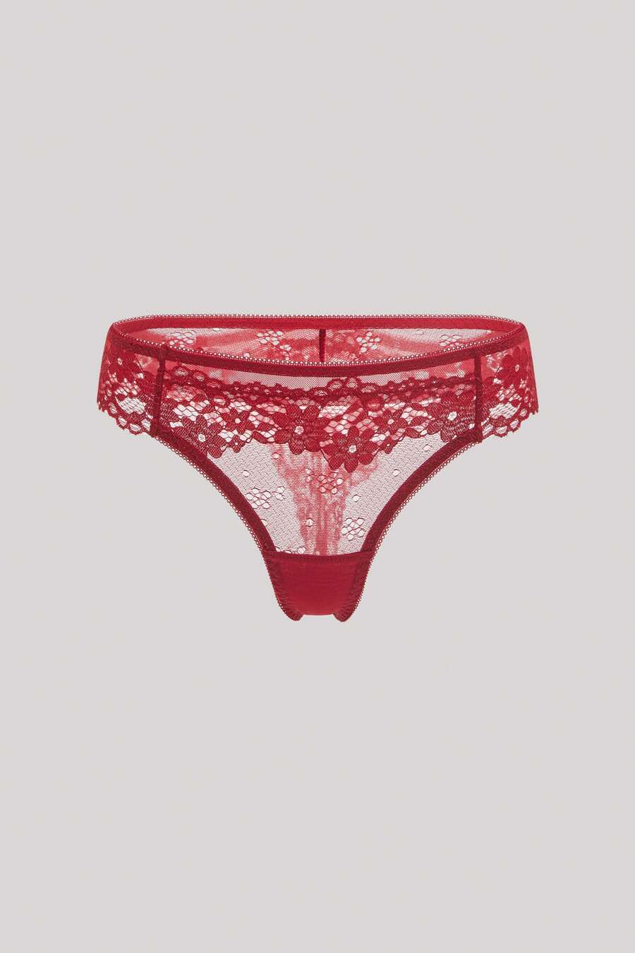 Hourtrue Floral Lace Panty, Sexy Lingerie - Burgundy - View 1
