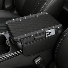 Diamond Grid Design Car Center Console Cover With Storage Bags Luxurious Shiny Arm Rest Cover Universal Elegant - Multicolor - View 7